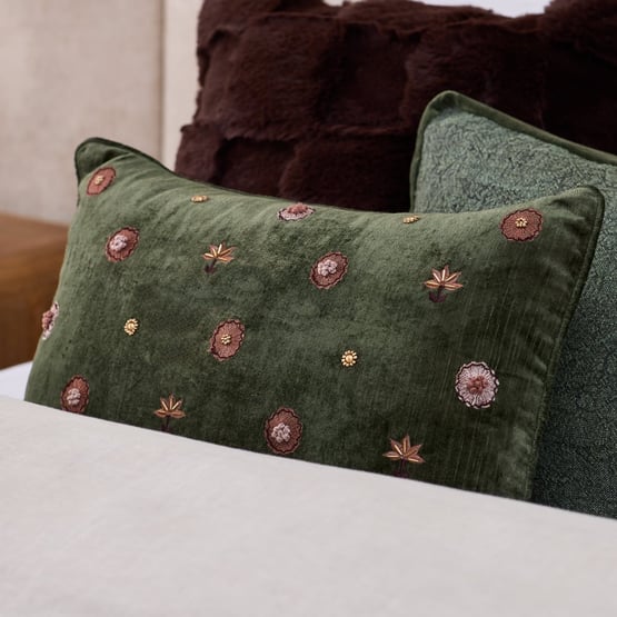 Aurora Velvet Ivy Floral Cushion