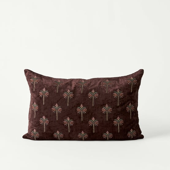 Aurora Velvet Raisin Palm Cushion