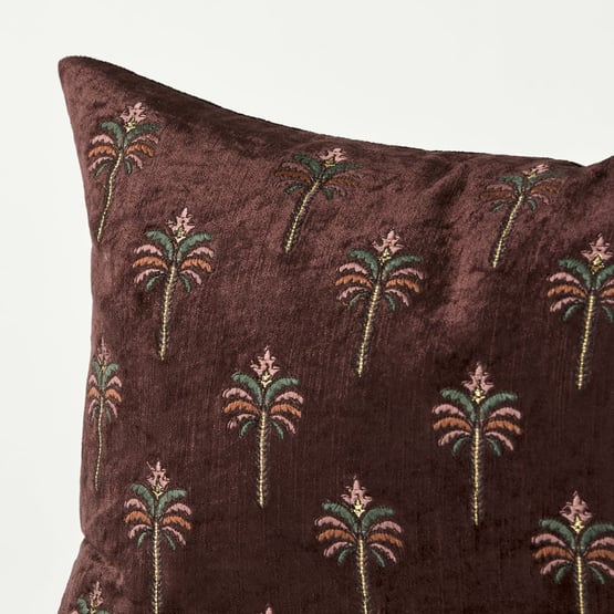 Aurora Velvet Raisin Palm Cushion