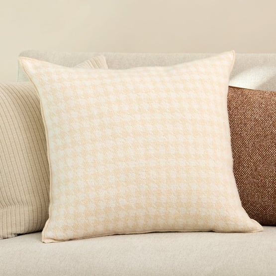 European Houndstooth Natural Cushion