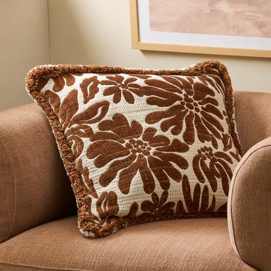 Zinnia Brown Sugar Floral Cushion