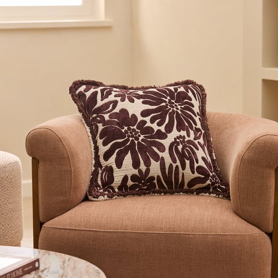 Zinnia Chocolate Floral Cushion