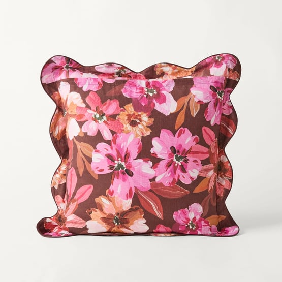 Peony Berry Floral Linen Cushion