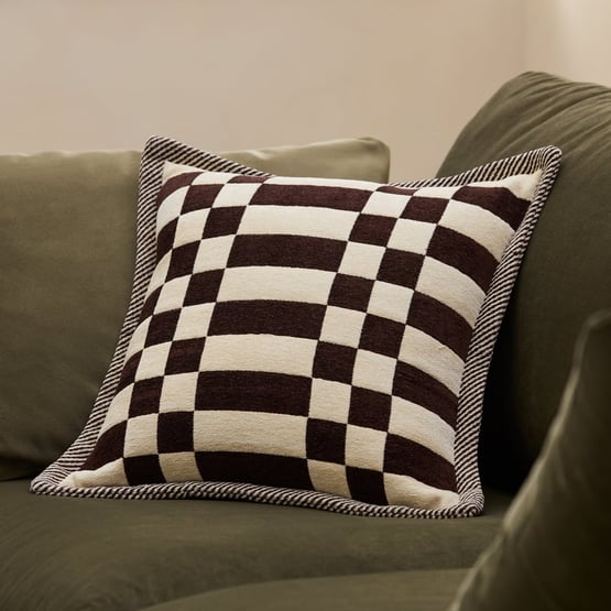 Cooper Chocolate Check Cushion