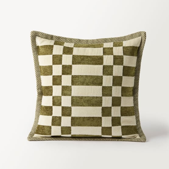 Cooper Olive Check Cushion