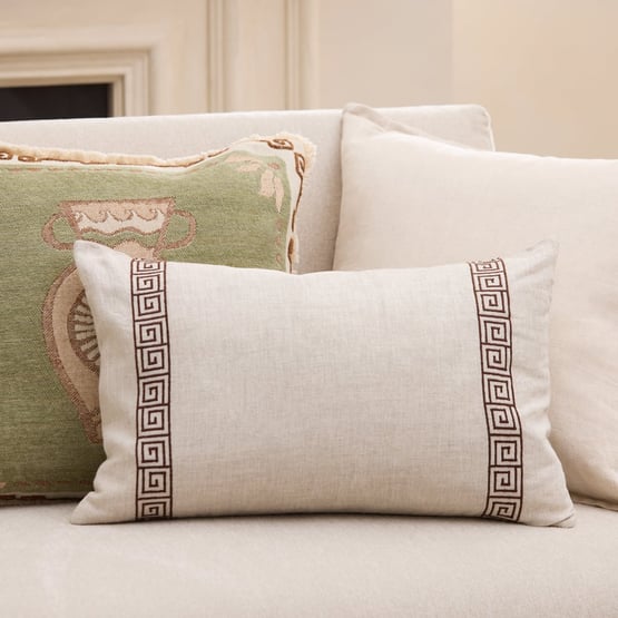 Meandros Coffee Linen Cushion