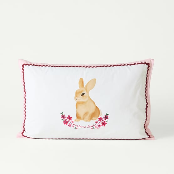 Easter Madame Lapin White Text Pillowcase