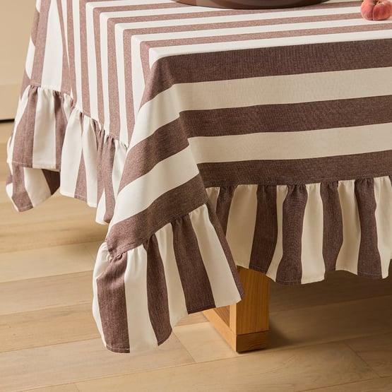 Francesca Frill Chocolate Tablecloth
