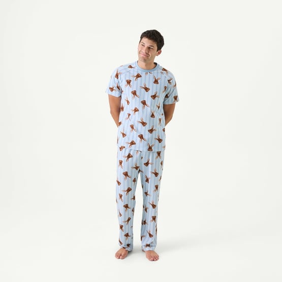 Mens Easter Blue Long Pyjama Set