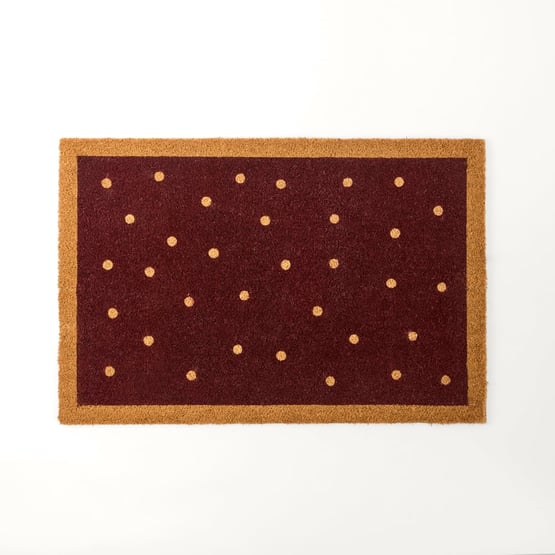 Polka Dot Burgundy Coir Doormat