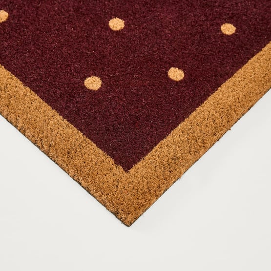 Polka Dot Burgundy Coir Doormat