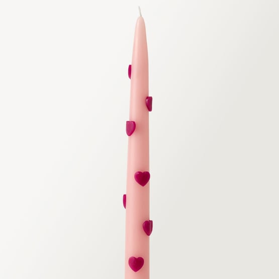 Daphne Heart Pink & Red Taper Candles Pack of 3