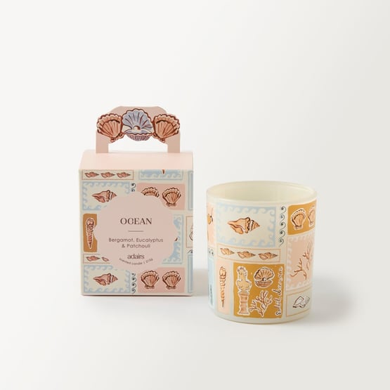 Ocean Pink & Blue Printed Candle 215g