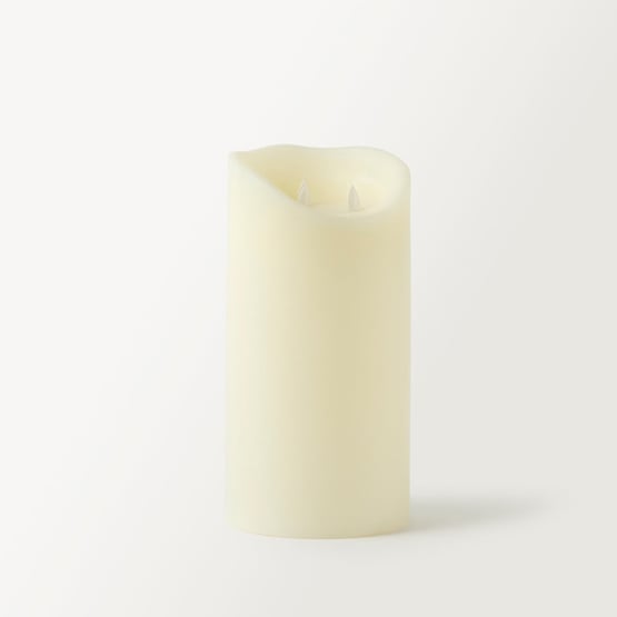 Flameless Ivory Tall Wax Pillar Candle 