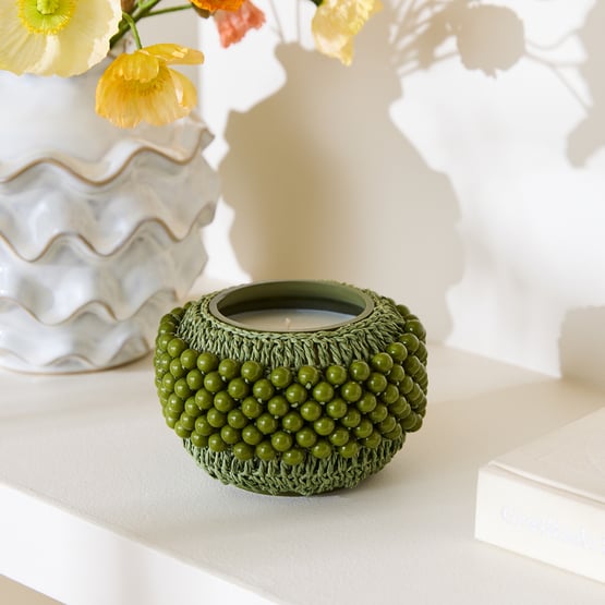 Elka Wild Fig Green Beaded Candle 320g
