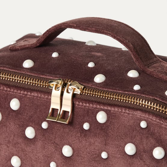 Pearls Chocolate Compartment Cosmetic Bag