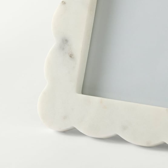 Sara White Large Scalloped Marble Frame