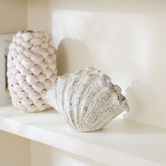 Clam Shell White Textured Sculpture