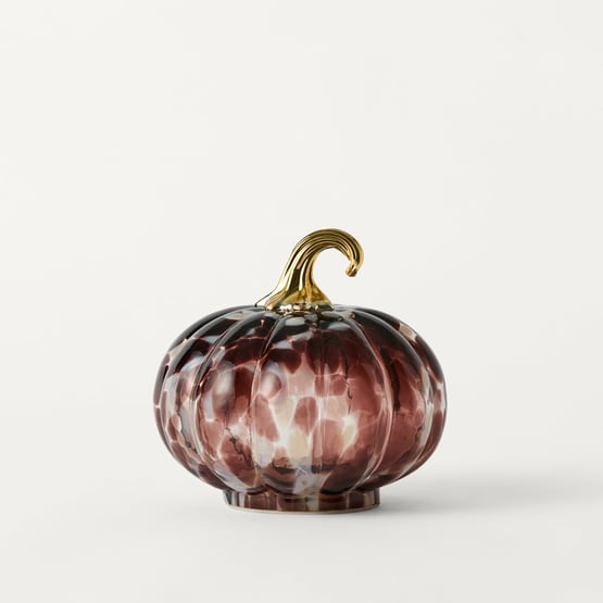 Halloween Brown LED Glass Pumpkin