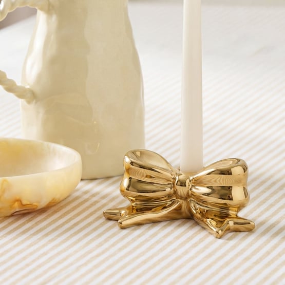 Coco Gold Bow Small Candleholder