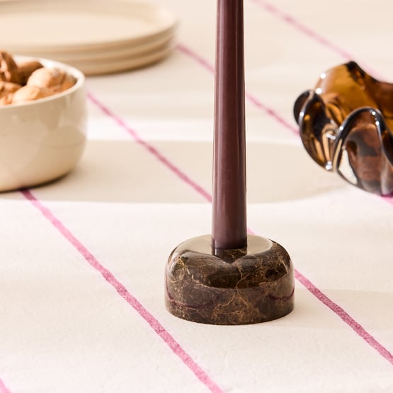 Terra Brown Marble Candle Holder