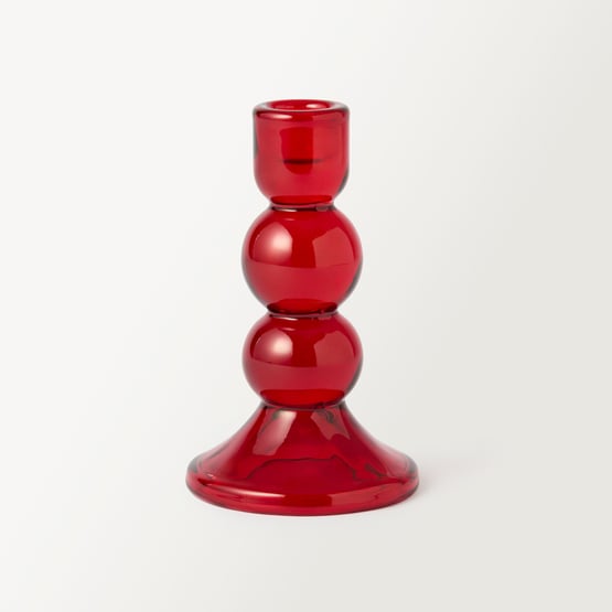 Bobble Red Glass Candle Holder