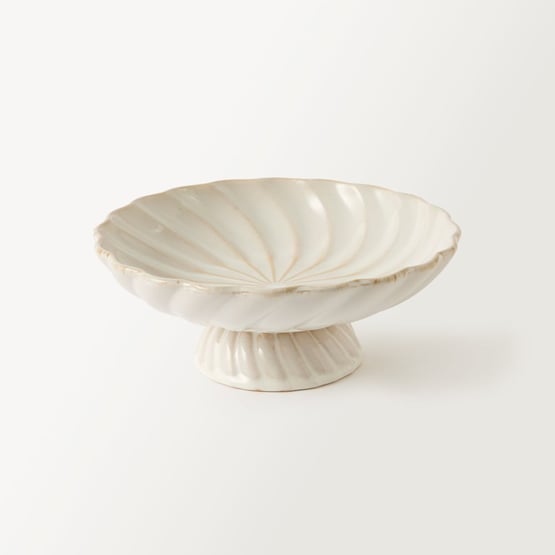 Swirl White Pedestal Bowl