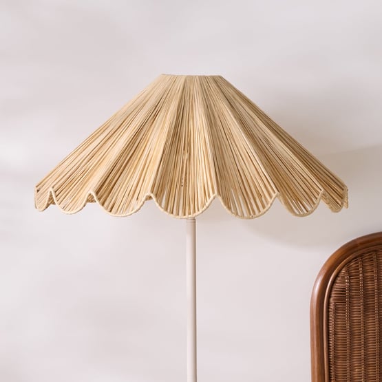 Addie Natural Raffia Scallop Shade Floor Light