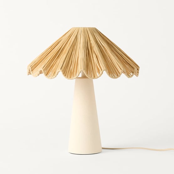 Addie Natural Raffia Scallop Shade Table Light