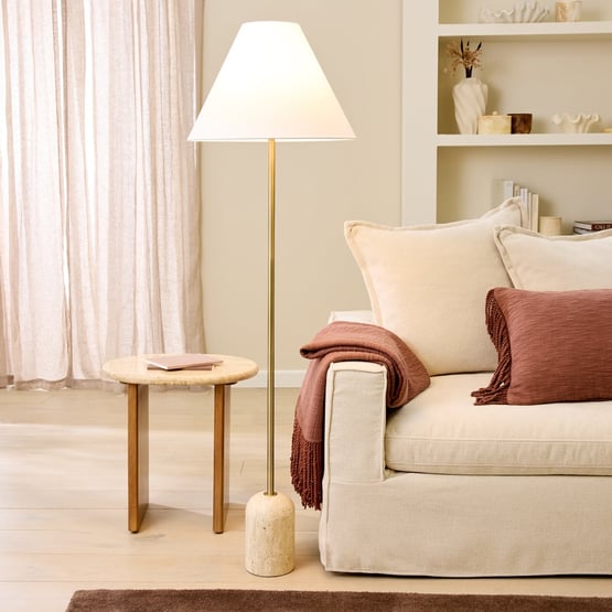 Sol Traverine & Off White Floor Light