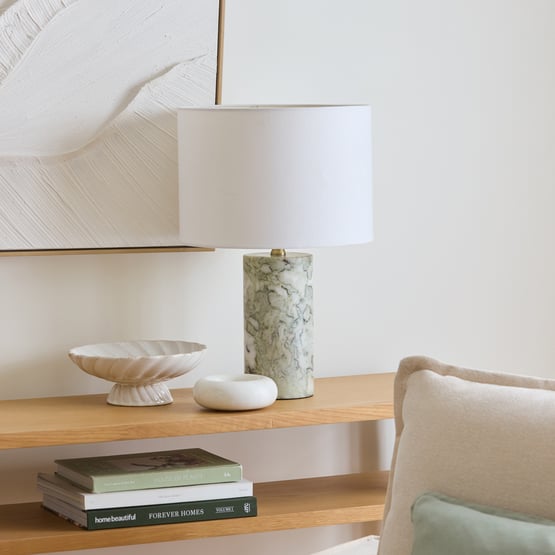 Bronte Natural Jade & Off White Marble Table Light