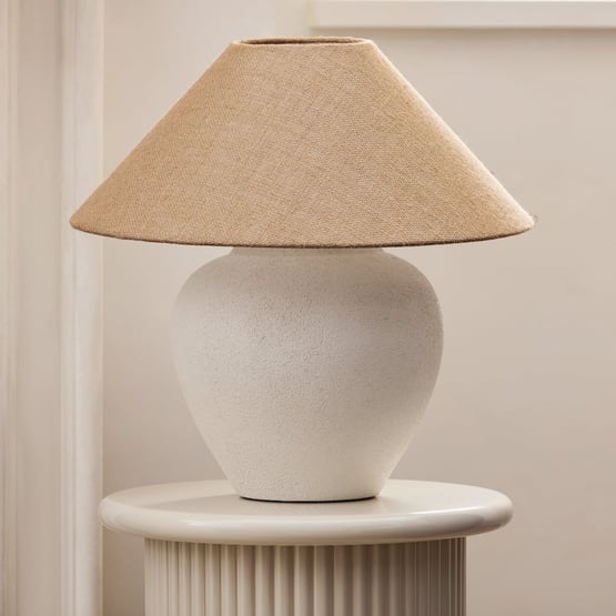 Marlow Matte White & Hessian Table Light