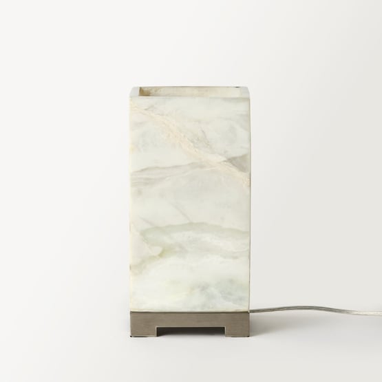 Nimbus White Alabaster & Nickel Light Up Table Light