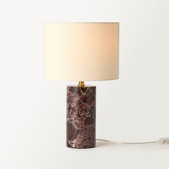 Bronte Burgundy & Off White Marble Table Light