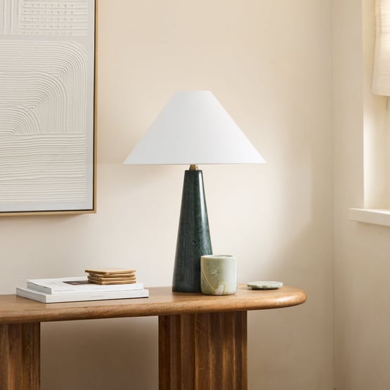 Gatsby Tapered Ivy Green & Off White Marble Table Light