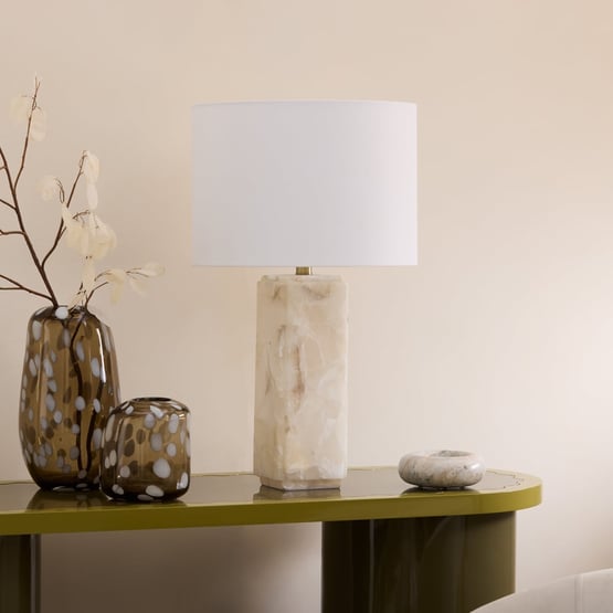 Astoria White & Off White Alabaster Two Light Table Light
