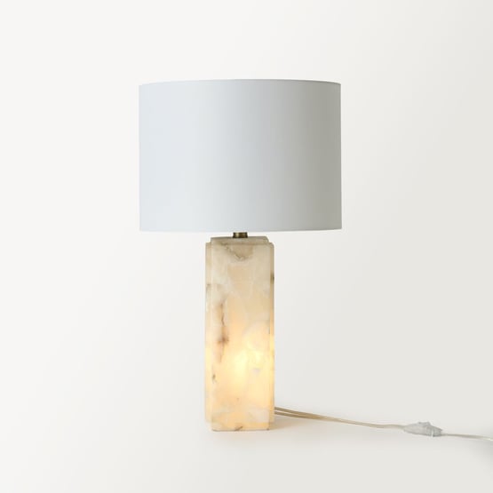 Astoria White & Off White Alabaster Two Light Table Light
