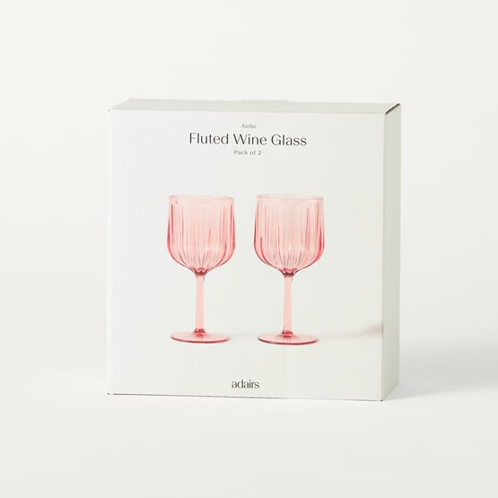 Airlie Pink Fluted Wine Glass Pack of 2