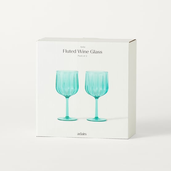 Airlie Green Fluted Wine Glass Pack of 2