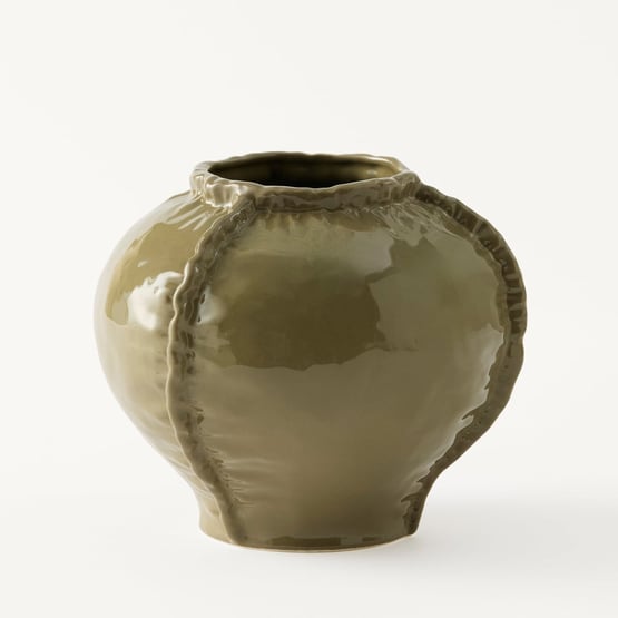 Pinch Green Edge Wide Vase