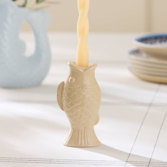 Fish White Large Candle Holder