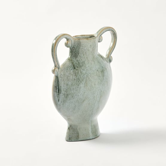 Flat Urn Vase Blue Blue