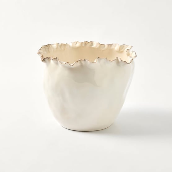 Fluted White Small Pot