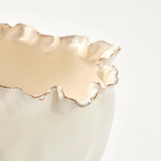 Fluted White Small Pot