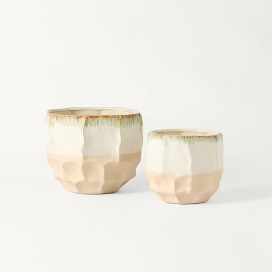 Tidal White & Natural Pot