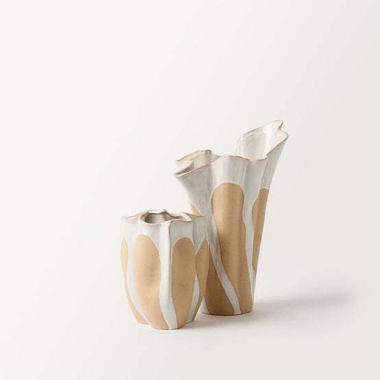 Tie Dye Beige & White Vase