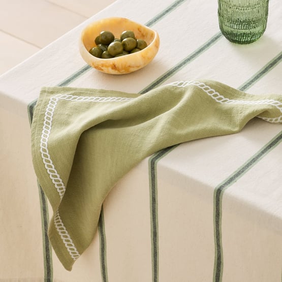 Rope Green Embroidered Napkin Pack of 4