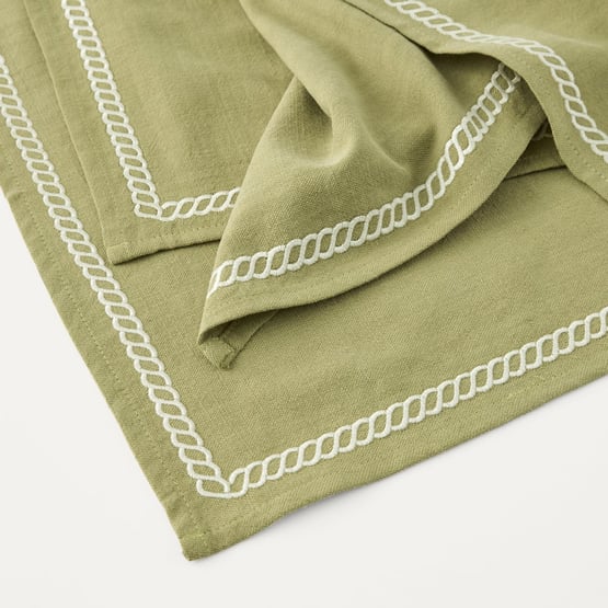 Rope Green Embroidered Napkin Pack of 4