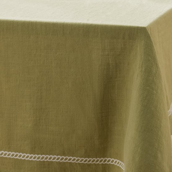 Rope Green Embroidered Tablecloth