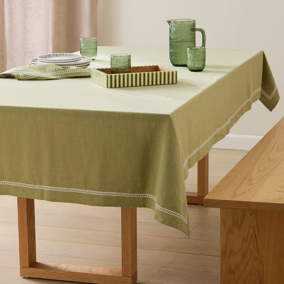 Rope Green Embroidered Tablecloth